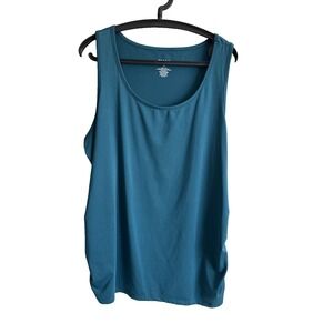Torrid Active Teal Ruched Side Scoop Neck Tank Top Plus Sz 2 Sleeveless Stretch